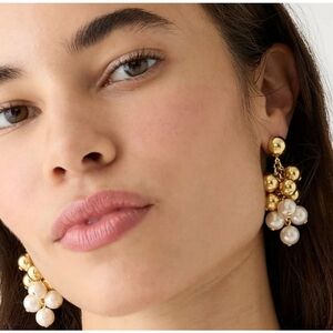24. J.Crew Pearl and metallic-ball cluster earrings